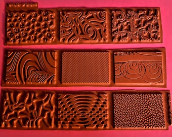 SOLDER STAMPING IMAGES  * vULCANIZED rED rUBbER deep etched,  journals, clay, stamping, pmc, fabric, jewelry, collage, atc Sandi Obertin  L1