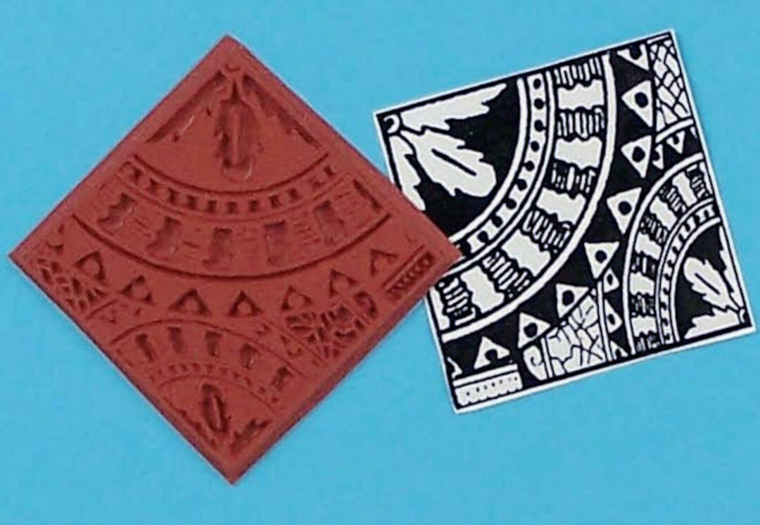 ART DECO DESIGN Red Rubber Stamp Deep Etched Journals Clay Etsy