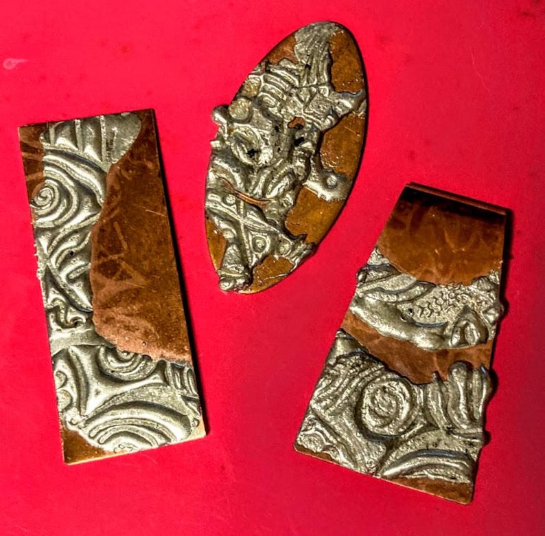 SOLDER STAMPING *floral design rED rUBBER, deep etched, journals, clay, stamping, pmc, fabric, jewelry image 3