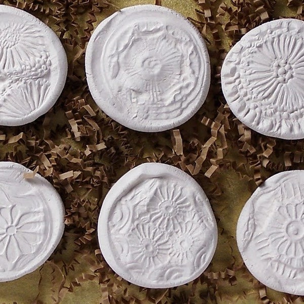 SPRIG PRESS MOLDS  handmade, kiln fired stoneware, set of 6, use with polymer clay, pmc, wet clay, paper clay #cmf Florals Sandi Obertin