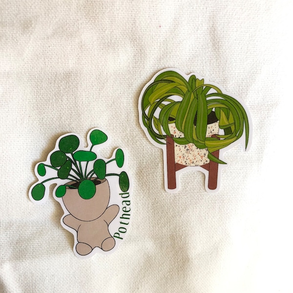 Plant Sticker Pack | Pothead | Spider Plant | Pilea Peperomia Plant Die Cut Stickers | Hydroflask Laptop Kindle Phone Water Bottle Decal