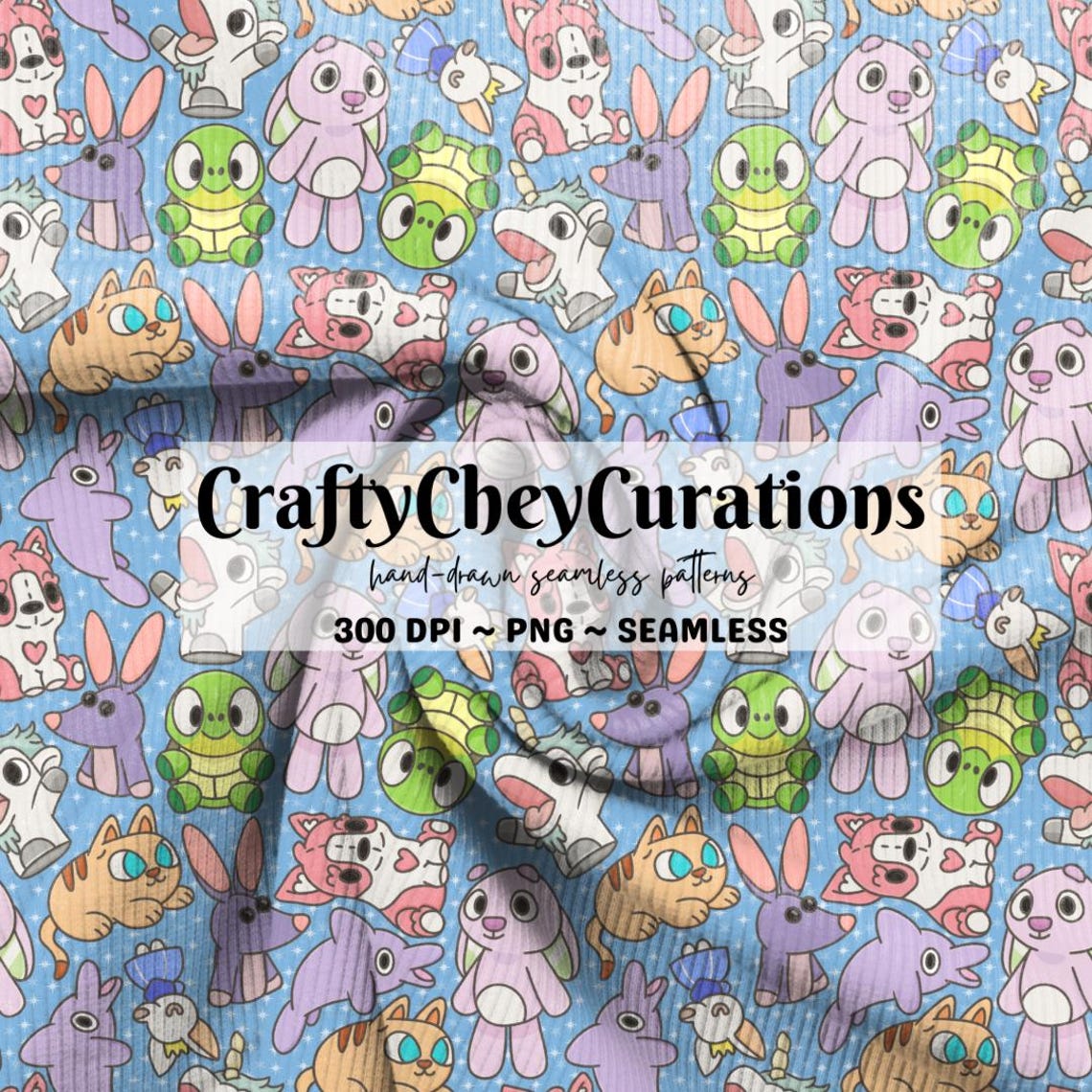 Stuffed Animal Sidekicks - Blue - Seamless - Instant Download - Etsy