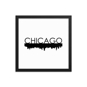 Chicago Skyline Framed Poster - Chicago Art - Framed Art Poster - Minimalist Design