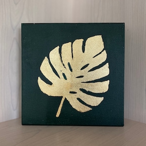 Monstera tropical leaf art (original) on a gallery wrapped canvas