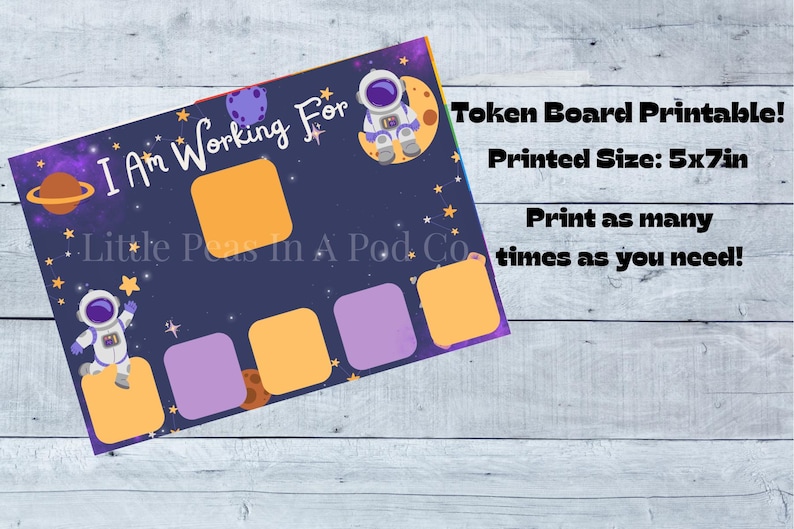 Printable Space Token Board | 5x7 ABA Token Chart | Outer Space Reward ...