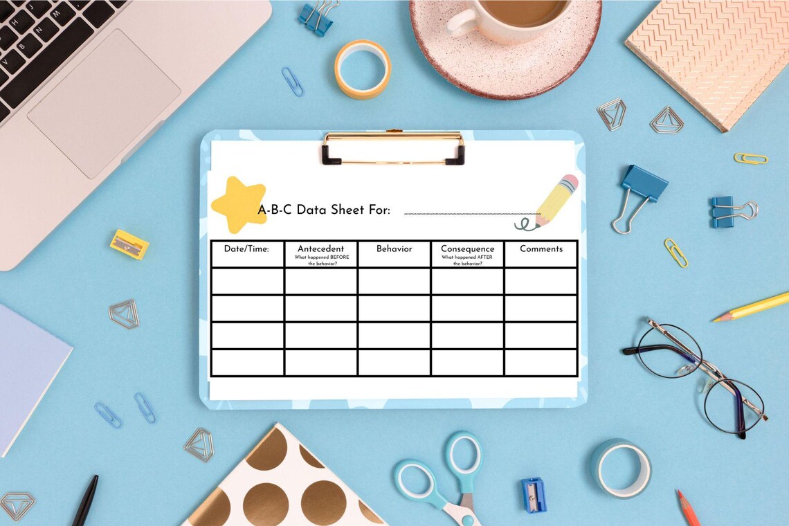 ABC Data Sheet | Printable Abc Chart | Behavior Tracking Sheet | BCBA ...