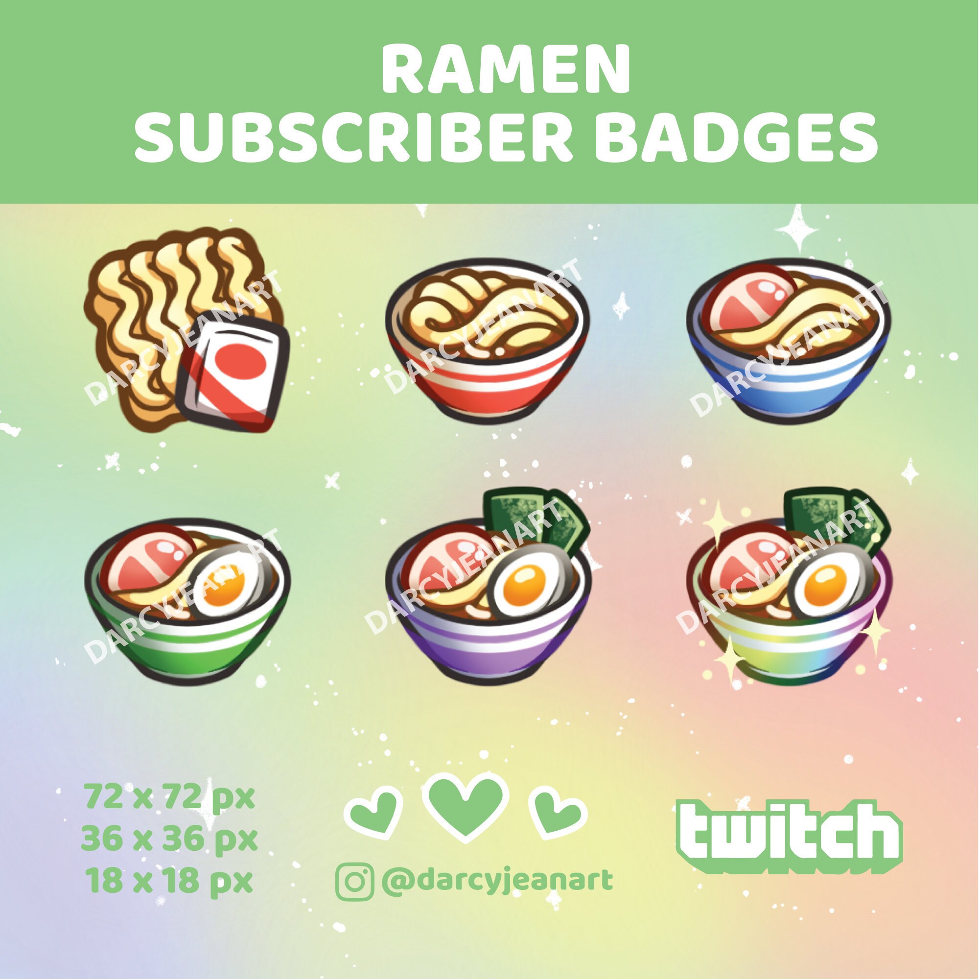 Cute Ramen Sub Badges / Bit Badges for Twitch Etsy