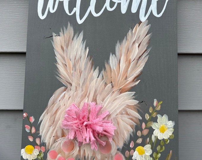 Easter porch sign, Flower porch sign, Easter welcome sign, spring welcome sign, hand painted flower sign