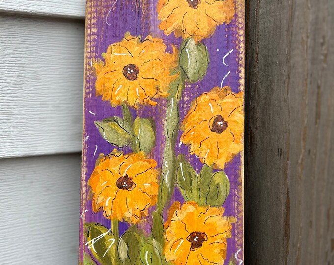 Hand painted wooden sign, wildflower porch sign, garden sign, floral sign, purple flowers, porch decor, wildflowers
