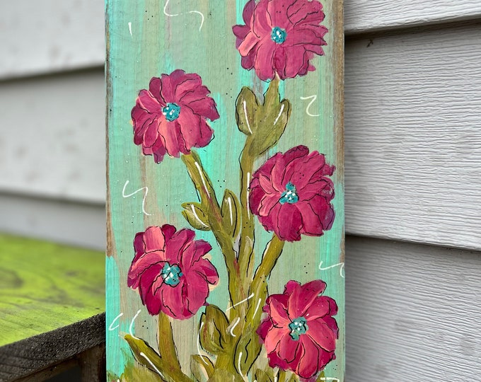 Hand painted wooden sign, porch sign, garden sign, floral sign, floral door hanger, porch decor, wildflowers