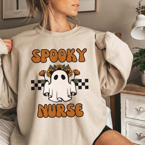 Halloween Nurse Sweatshirt, Spooky Nurse Sweatshirt, Nurse Halloween Gifts, Halloween Party Shirt, Nurse Halloween T-shirt, Cute Nurse Shirt