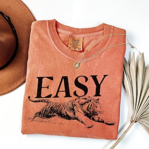 Easy Tiger Comfort Colors® T-Shirt, Vintage Distressed Tiger Shirt, Oversized Retro Tiger Tee, Trendy Grunge Indie Boho Shirt, Graphic Tee