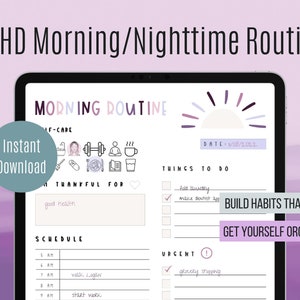 ADHD Daily Planner Printable, Morning and Nighttime Routine Checklist, Simple To Do List Sheets, ADHD Organizer, Self Care, Productivity