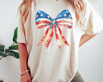 Coquette American Girl Shirt, 4th of July Shirt, USA Shirt, 4th Of July Flag Graphic T-Shirt, Freedom TShirt, Independence Shirt