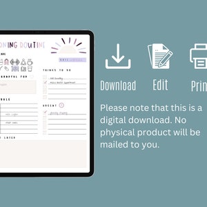 ADHD Daily Planner Printable, Morning and Nighttime Routine Checklist ...