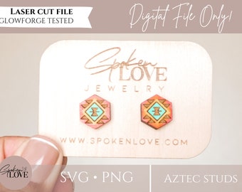 Aztec Stud Earring File SVG, PNG, Digital Download, Fatto per Glowforge