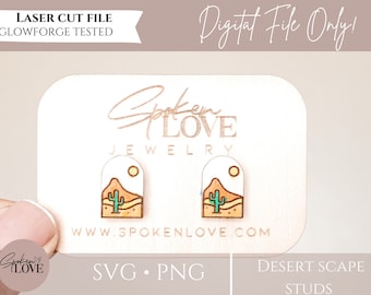 Desert Scape Stud Earring SVG, PNG, File for Glowforge, Laser Cut File