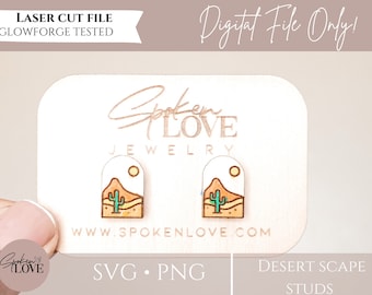Orecchini a bottone Desert Scape SVG, PNG, file per Glowforge, file tagliato al laser