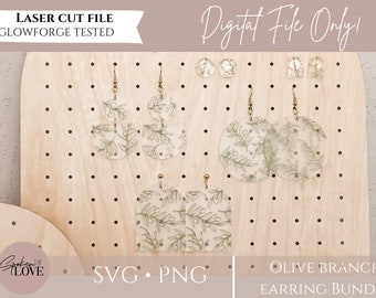 Olive Branch Earring Bundle Laser Cut File per Glowforge