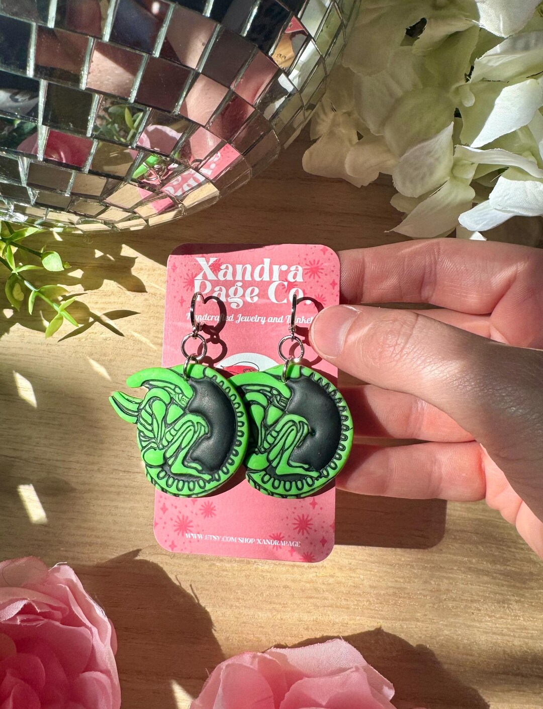 1 Pair Silver Black Alien Beast Xenomorph Halloween Ear Studs Earrings Jewelry E - Foto 5