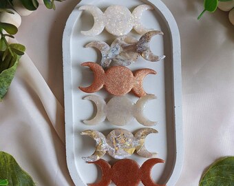 Moon Hair Clip Barrettes | Moon Clips | Iridescent Opal, Rose Gold, Marble | Boho Fall Hair Accessories