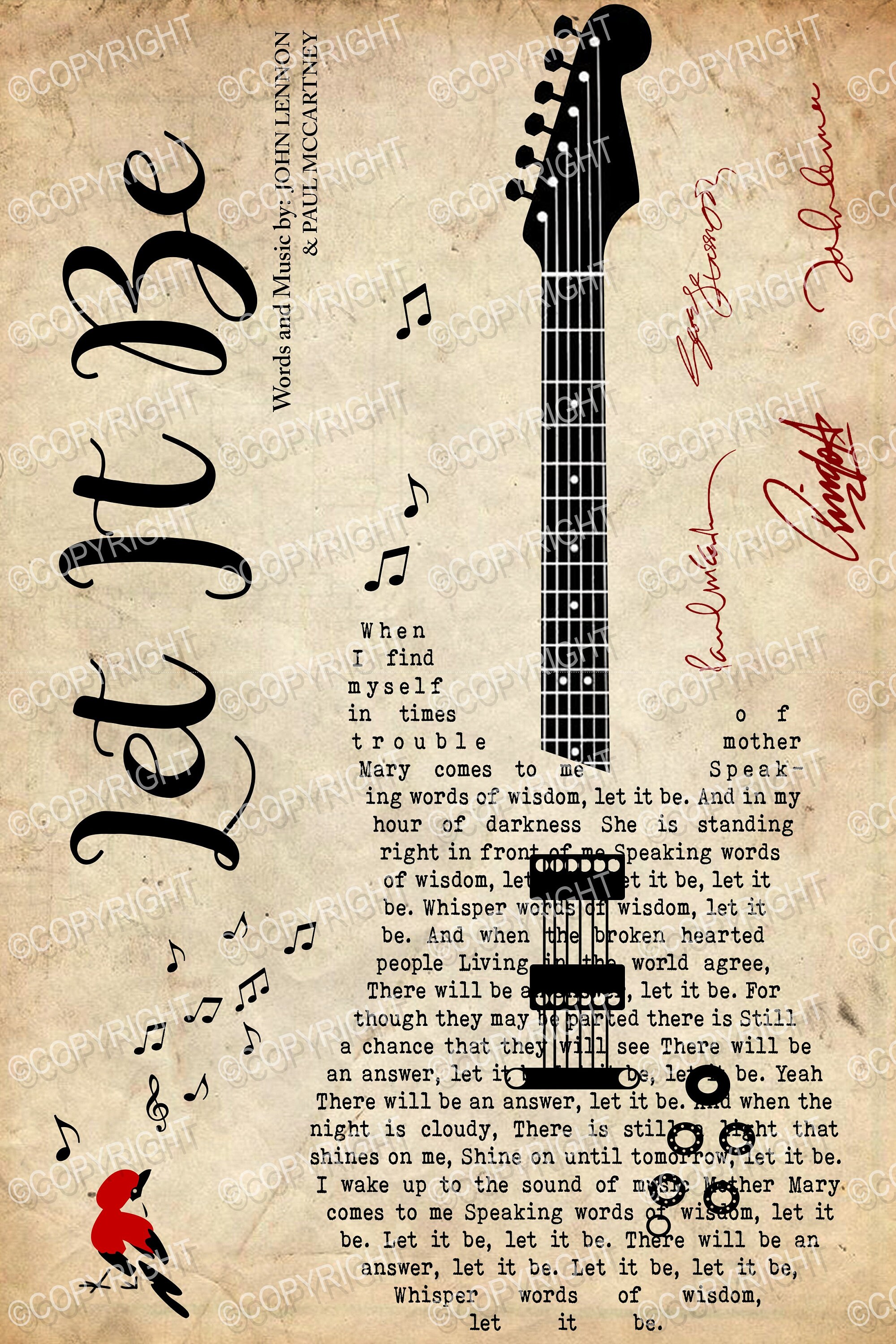 Beatles Let It Be Traduction Francais Fichier numérique png. Let It Be The Beatles Song Music Lyric | Etsy