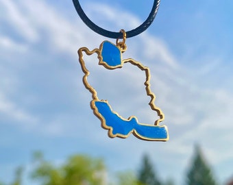 Persia map necklace Persian style stainless steel Zoroastrian Ahura mazda Perspolis Persian Golf pendant Pars Caspian sea woman life freedom