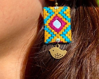 Handmade Persian earrings, embroidered, needlework balochi, soozandoozi, Sistani jewelry, Baluchi jewellery, Persian art, Persian jewellery