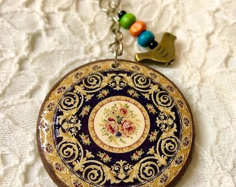 Persian keychain  handmade Wooden keychain Persian carpet keychain Persian accessories Persian gift Persian style Persian rug pattern
