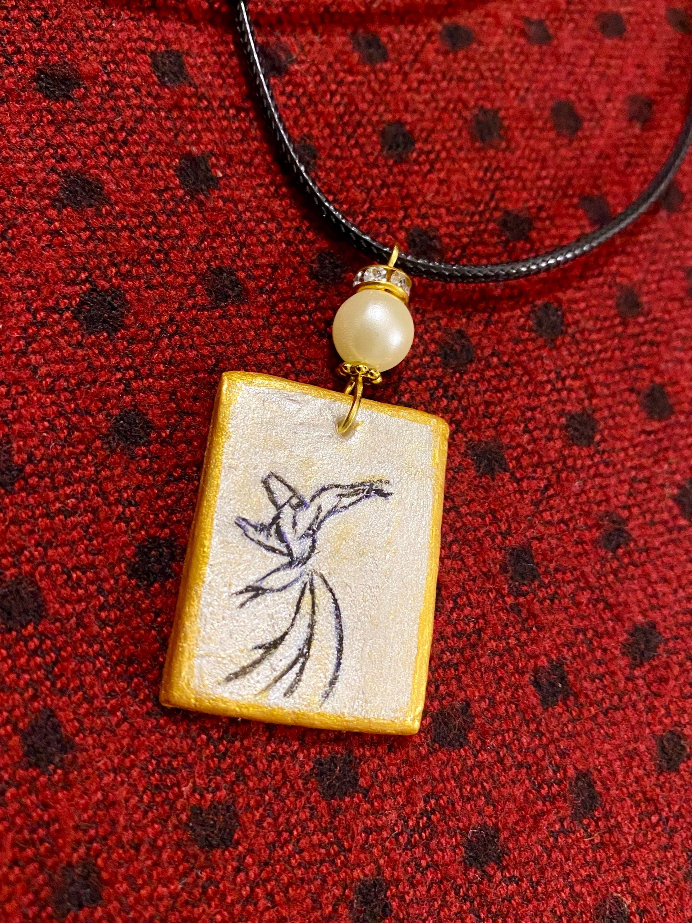 Sufi necklace, dervish pendant, Rumi, Persian style, stainless steel mevlana molana symbol tasawwuf, sufis, darwish, Molavi Wheerling dance