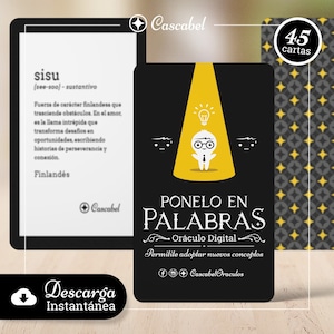 Oráculo Ponelo en Palabras - Digital Imprimible en Español - Mazo de Cartas DIY
