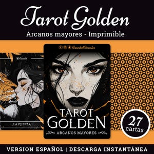 Golden Digital Tarot - Printable Major Arcana in Spanish - DIY Card Deck