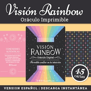 Vision Rainbow Printable Oracle Cards | Spanish Intuition Card Deck | 45 Digital Cards | Instant Download