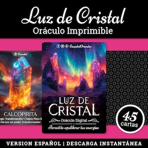 Kristalllicht - Digitales Orakel - Druckbar - Orakelkarten auf Spanisch. DIY Crystals Chakras Kartenspiel zum Ausdrucken herunterladen