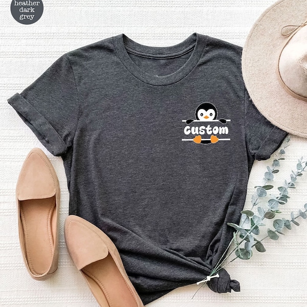 Custom Penguin T-Shirt, Cute Penguin Tee, Pocket Penguin Shirt, Penguin Gift, Penguin Sweatshirt, Animal Shirt, Personalized Penguin Shirt