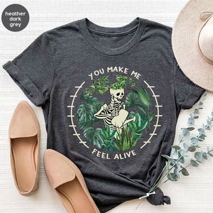 Funny Gardener T-Shirt, Plant Crewneck Sweatshirt, Skeleton Plants Graphic Tees, Garden Gifts, Plant Gifts, Shirts for Women