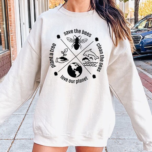 Milieu-hoodies, Earth Day-sweatshirts, bewustzijnsshirts met lange mouwen, planeet-hoodies, reddingsdieren-sweatshirts, recycle-outfits