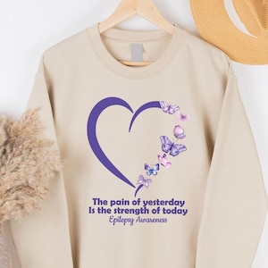 Epilepsy Disease Long Sleeve T Shirts, Epilepsy Awareness Sweatshirt, Purple Ribbon Hoodies, Epilepsy Support Gifts, Butterfly Tees