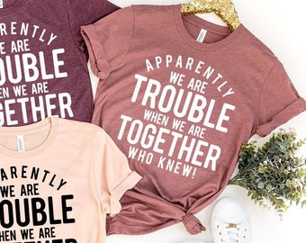 Bestie T-Shirt, Best Friend Gift, Best Friend T-Shirts, Bff Birthday Gift, Apparently We Are Trouble When We Are Together Who Knew  Shirt