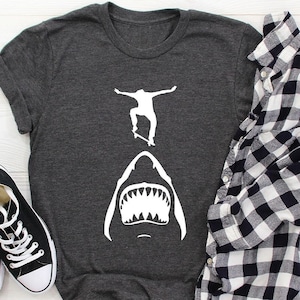 Skateboarding Shirt, Funny Skate Shirt, Gift For Skaters, Skater TShirt, Sport Lover Tee, Skate Over Shark, Skateboard T Shirt, Skateboarder