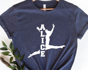 Personalized Gymnastics TShirt, Gymnastics Mom VNeck Shirt, Cool Customized Graphic Tees, Trendy Birthday Gifts, Sports Outfit, Gift for Her