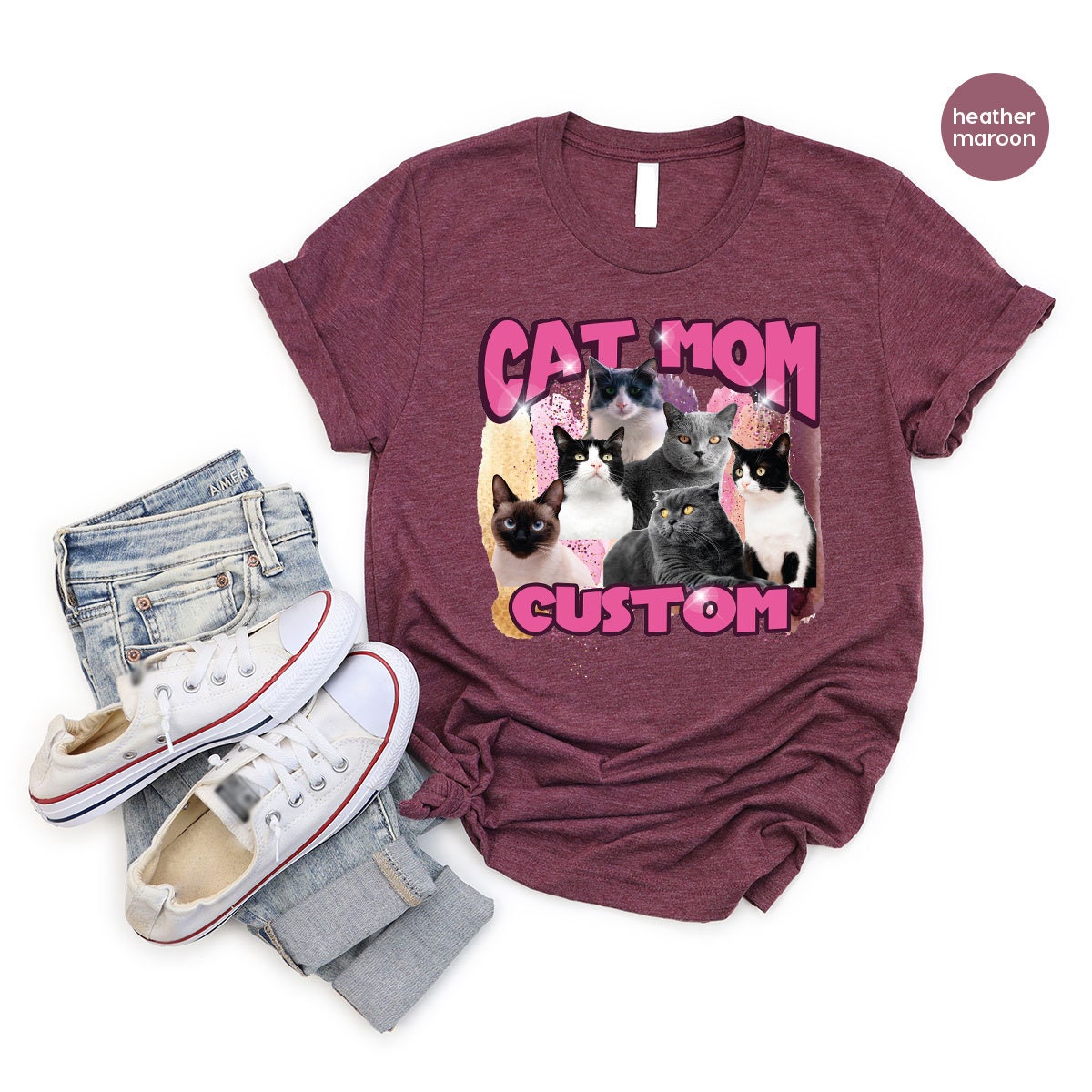 Discover Customized Cat Mom Shirt, Custom Cat Owner T-Shirt