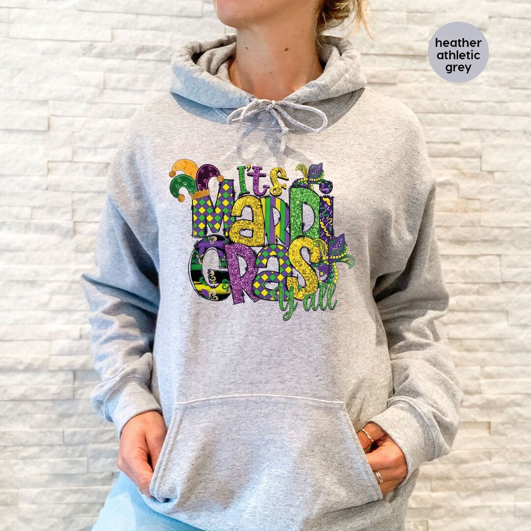 Happy Mardi Gras Smiley Face Graphic Sweatshirt main image 1