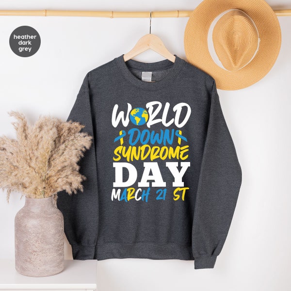 Chemise de sensibilisation au syndrome de Down, Trisomy Crewneck Sweatshirt, Chemise de syndrome de Down pour enfants, Tenue de la journée mondiale du syndrome de Down, Chemise Extra Chromosome