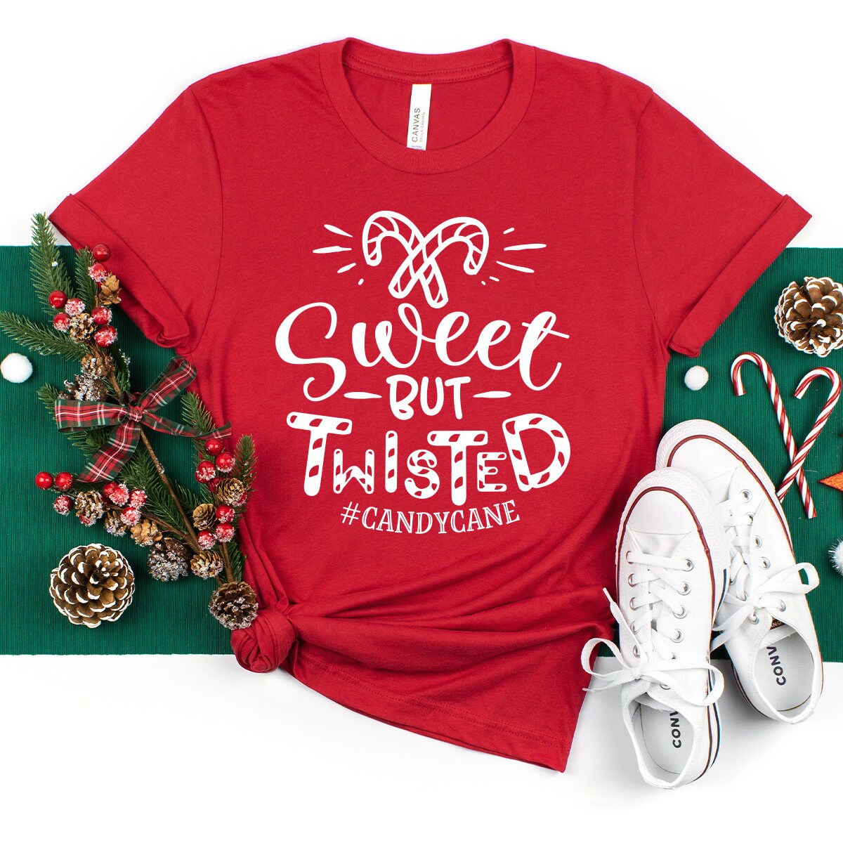 Embroidery Shirt Christmas Shirt Candy Cane Christmas Applique Shirt or Bodysuit