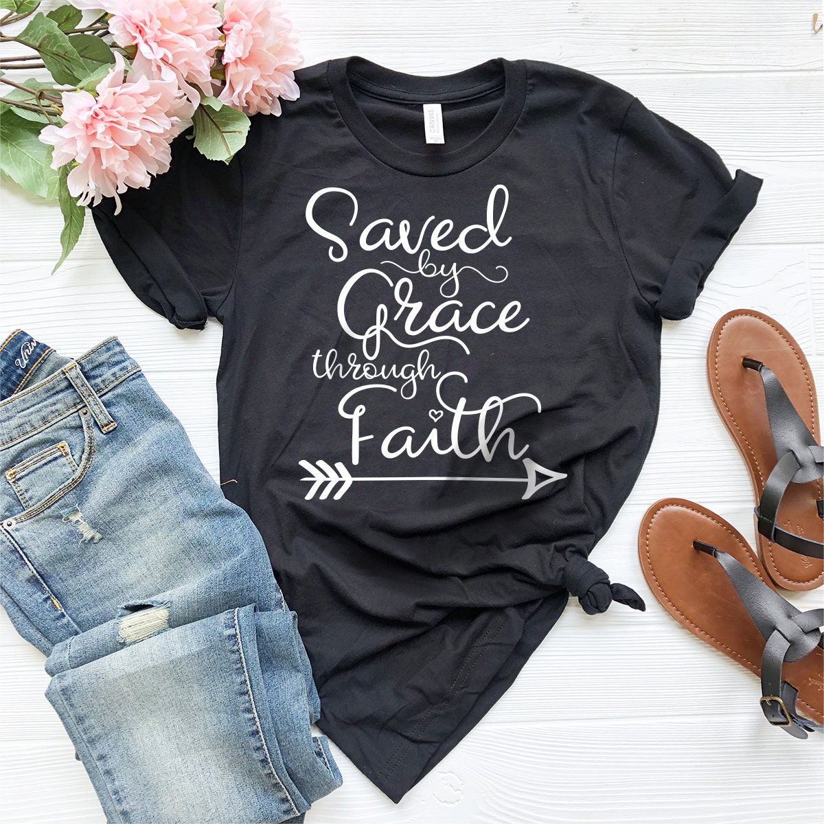 Saved by Grace Through Faith T-shirt Christian Tee Religion | Etsy