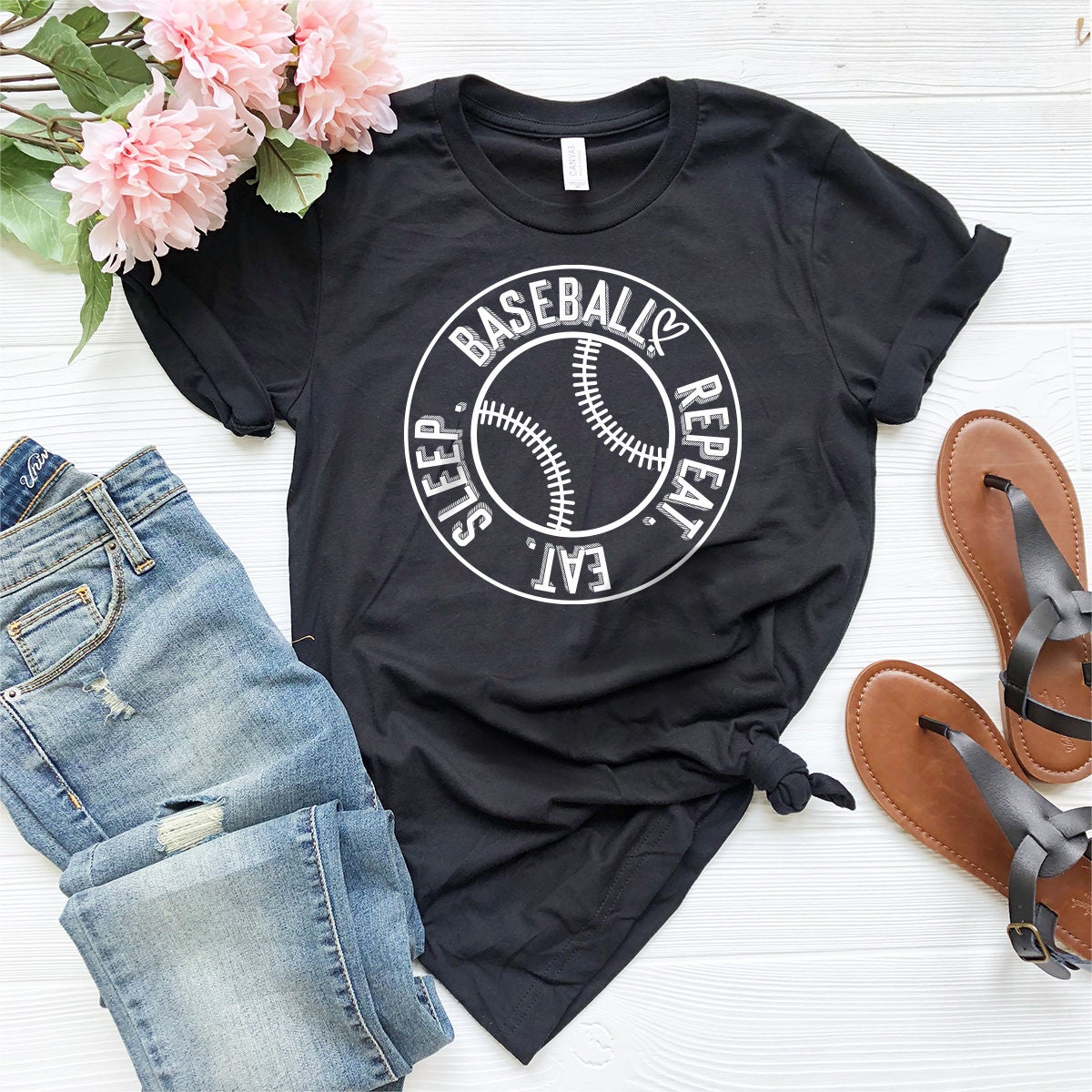 Discover Eat Sleep Baseball Shirt, Baseball T-shirt, Baseball Player Dad Tshirt, Baseball Lover Gift, Gift For Baseball Fans, Baseball Coach T-shirt