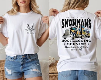 Comfort Colors® Snowman’s Bootlegging Service Truck Driver Double Sided Shirt, Smokey And The Bandit Inspired Tee, Retro Vintage Trucker Tee