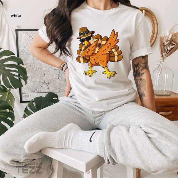 Dabbing Turkey Thanksgiving Shirt, Cool Gobble Fall T-shirt, Happy Thanksgiving 2024 Tee, Thankful T-Shirt, Family Thanksgiving Shirt