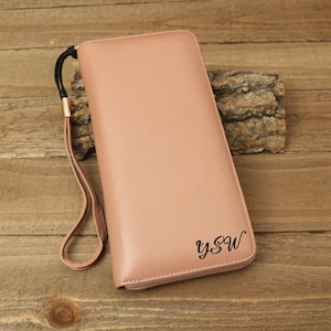 Carteras largas de cuero personalizadas, Cartera de mujer delgada, Regalo para mamá, Mujer, Regalo de aniversario, Regalo de cumpleaños, Cartera de tarjeta de crédito